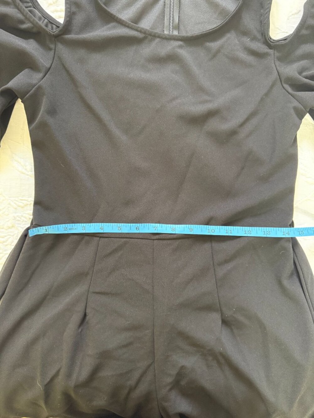 🦋 2/30 Eclipse Black Cold Shoulder Belted Jumpsuit S - Picture 7 of 8